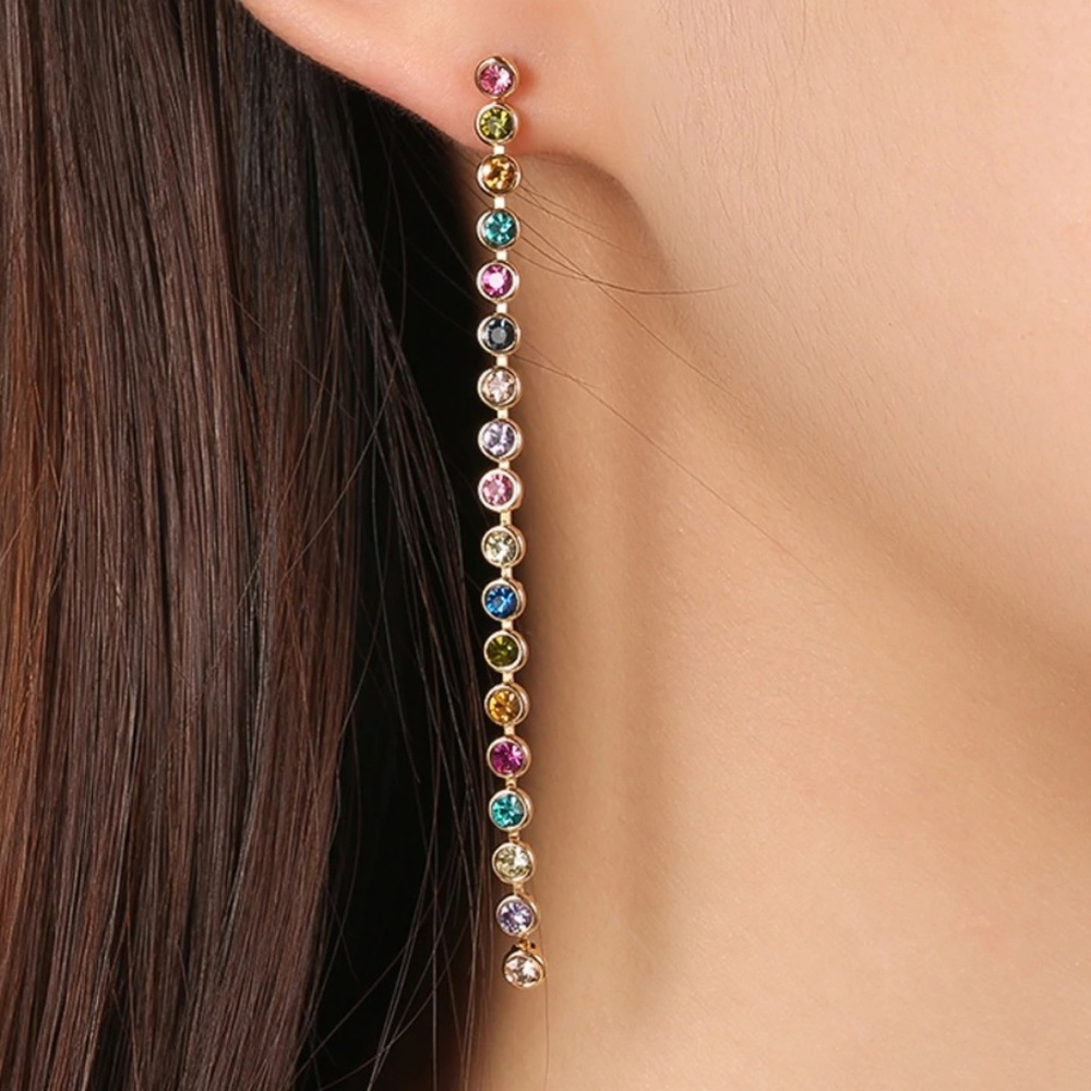 Gorgeous Rainbow Drop CZ Earrings